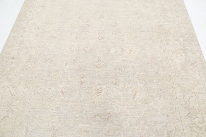 Ivory Afghan Serenity Rug 6'4" x 8'6" Hand-Knotted | No. AT38242