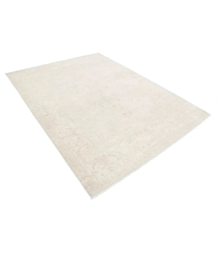 Ivory Afghan Serenity Rug 6'4" x 8'6" Hand-Knotted | No. AT38242