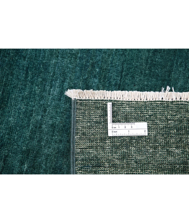 Green Afghan Oriental Rug 9' 0" x 11' 4" Hand-Knotted | No. AT38276