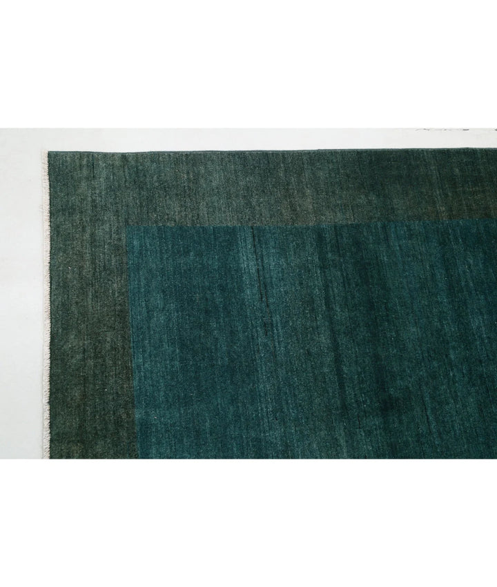 Green Afghan Oriental Rug 9' 0" x 11' 4" Hand-Knotted | No. AT38276