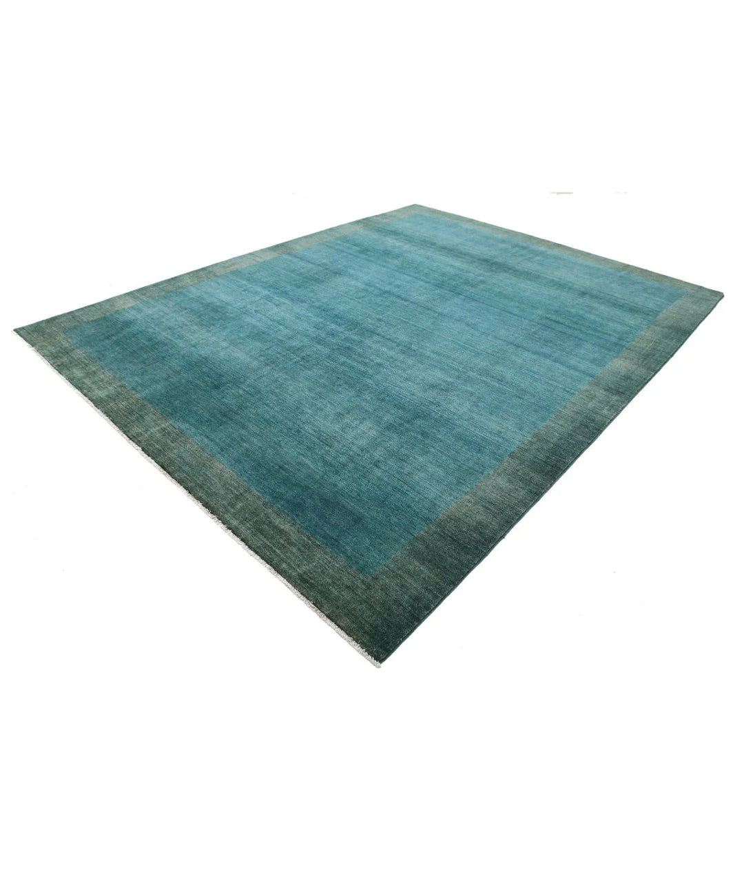 Green Afghan Oriental Rug 9' 0" x 11' 4" Hand-Knotted | No. AT38276