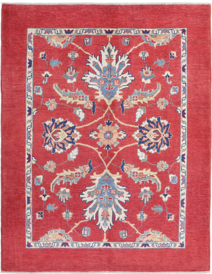 Afghan Ziegler Rug 5' 1" x 6' 7" Hand-Knotted | No. AT38415