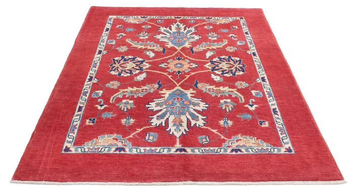 Afghan Ziegler Rug 5' 1" x 6' 7" Hand-Knotted | No. AT38415