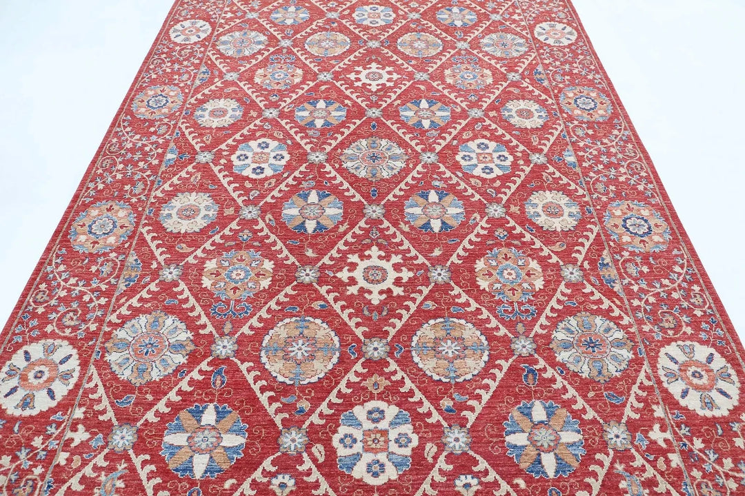 Afghan Ziegler Suzani Rug 6' 4" x 10' 2" Hand-Knotted | No. AT38445