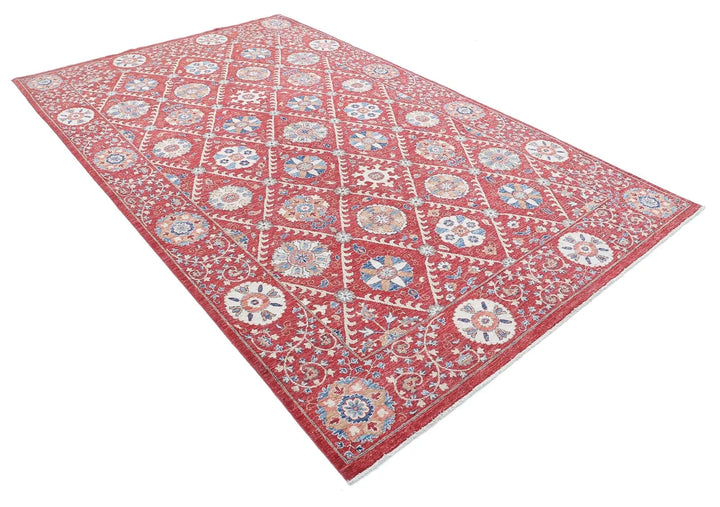 Afghan Ziegler Suzani Rug 6' 4" x 10' 2" Hand-Knotted | No. AT38445