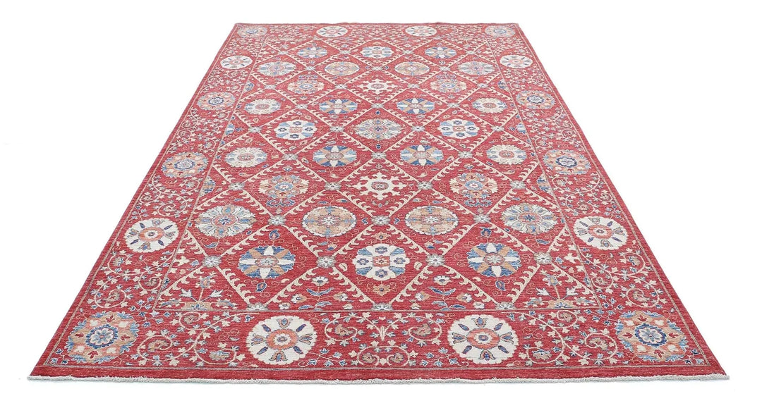 Afghan Ziegler Suzani Rug 6' 4" x 10' 2" Hand-Knotted | No. AT38445