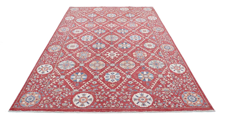 Afghan Ziegler Suzani Rug 6' 4" x 10' 2" Hand-Knotted | No. AT38445