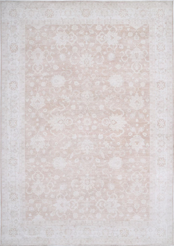 Ivory Afghan Serenity Rug 12' 10" x 18' 3" Hand-Knotted | No. AT38467
