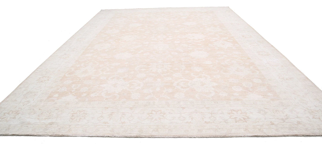 Ivory Afghan Serenity Rug 12' 10" x 18' 3" Hand-Knotted | No. AT38467
