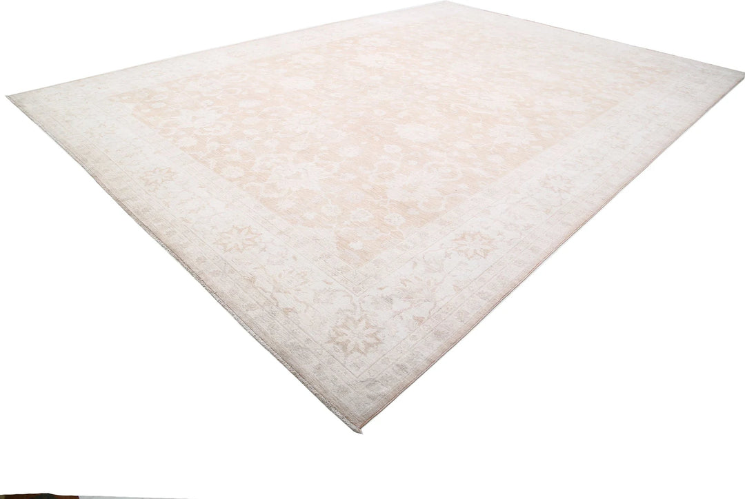 Ivory Afghan Serenity Rug 12' 10" x 18' 3" Hand-Knotted | No. AT38467