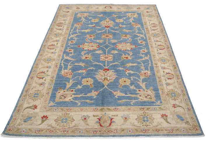 Afghan Ziegler Rug 4' 9" x 6' 9" Hand-Knotted | No. AT38481