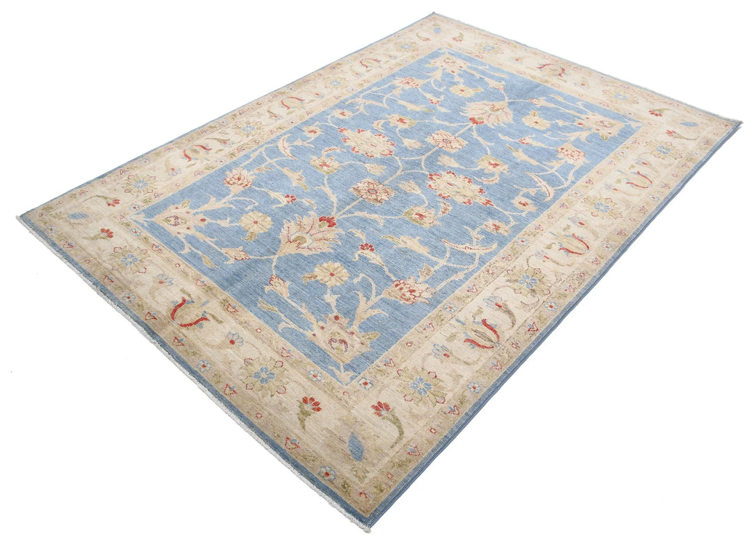 Afghan Ziegler Rug 4' 9" x 6' 9" Hand-Knotted | No. AT38481
