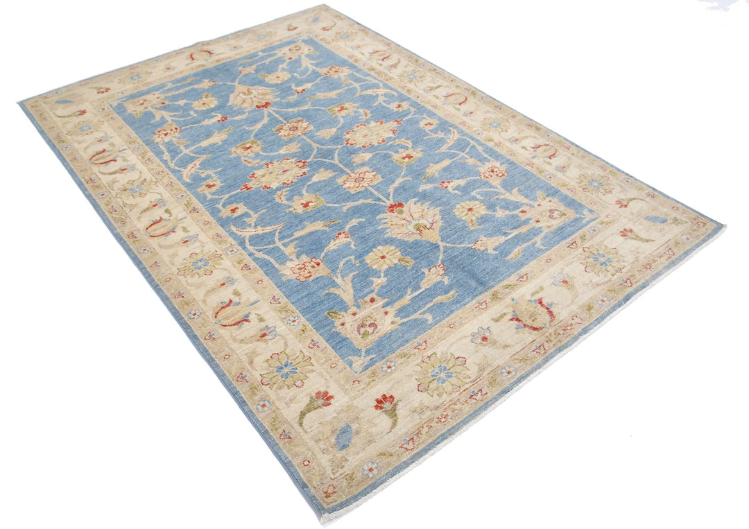 Afghan Ziegler Rug 4' 9" x 6' 9" Hand-Knotted | No. AT38481