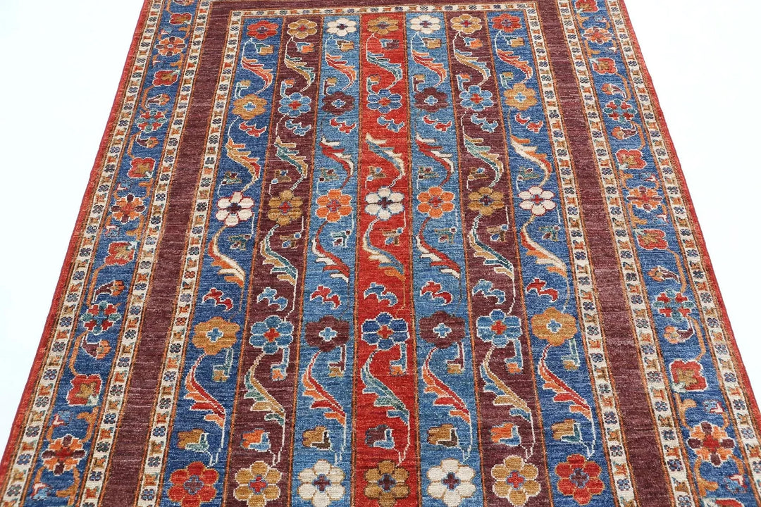 Afghan Oriental Rug 5' 0" x 6' 7" Hand-Knotted | No. AT38568