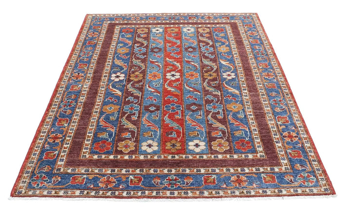 Afghan Oriental Rug 5' 0" x 6' 7" Hand-Knotted | No. AT38568