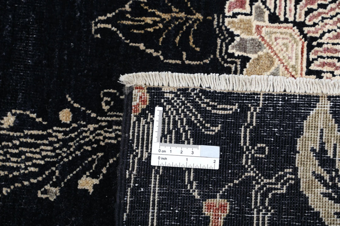 Black Afghan Tabriz Rug 9' 8" x 13' 4" Hand-Knotted | No. AT38626