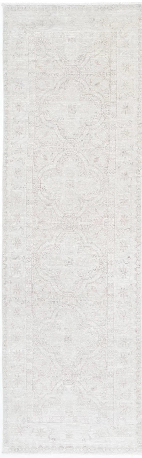Ivory Afghan Serenity Rug 2' 11" x 10' 1" Hand-Knotted | No. AT38701