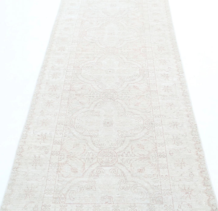 Ivory Afghan Serenity Rug 2' 11" x 10' 1" Hand-Knotted | No. AT38701