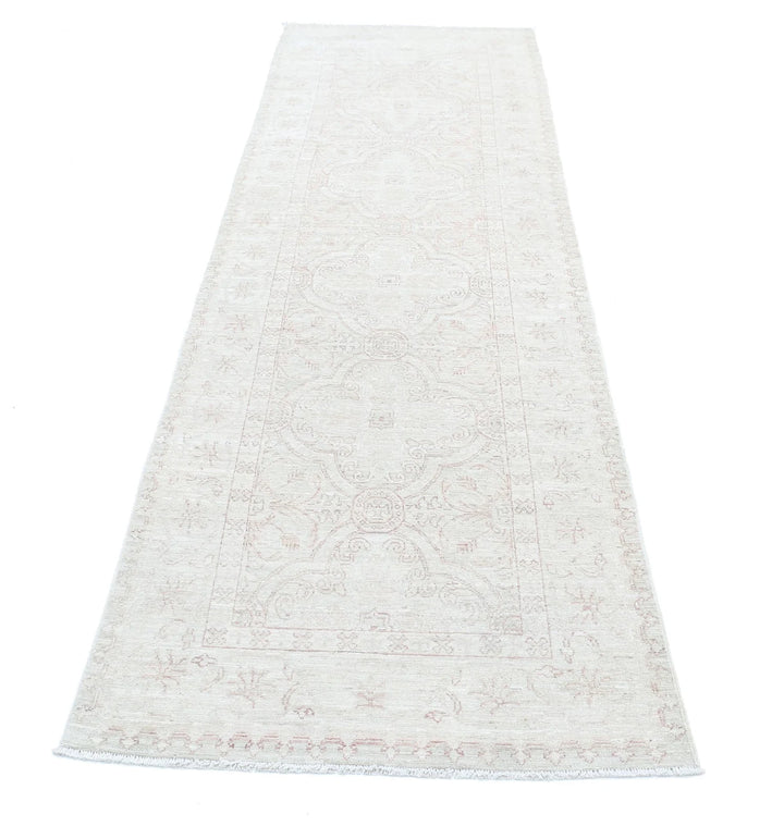 Ivory Afghan Serenity Rug 2' 11" x 10' 1" Hand-Knotted | No. AT38701