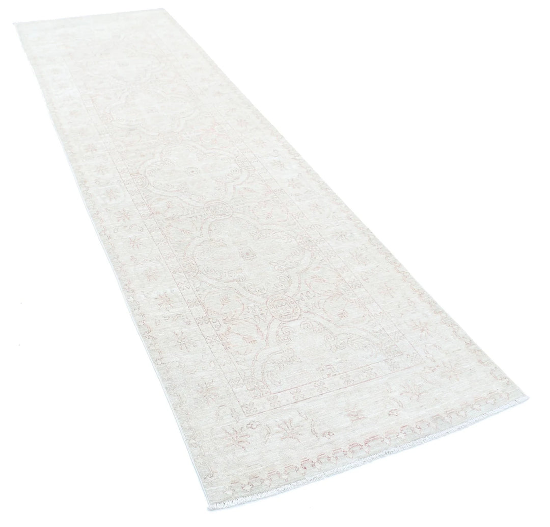 Ivory Afghan Serenity Rug 2' 11" x 10' 1" Hand-Knotted | No. AT38701