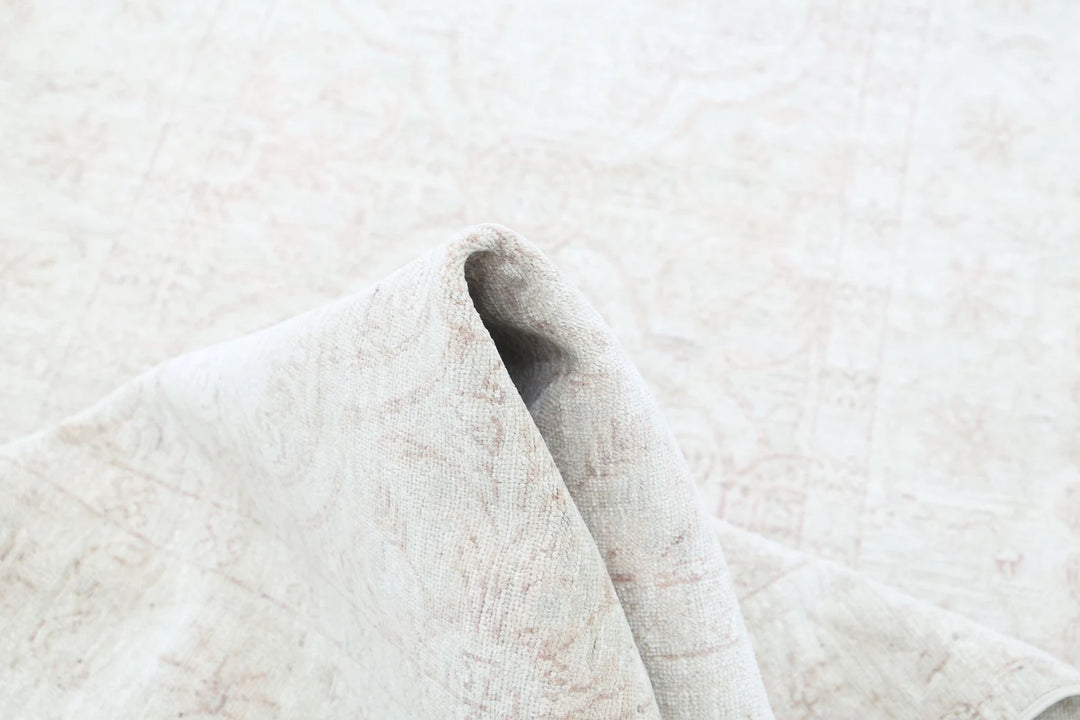 Ivory Afghan Serenity Rug 2' 11" x 10' 1" Hand-Knotted | No. AT38701