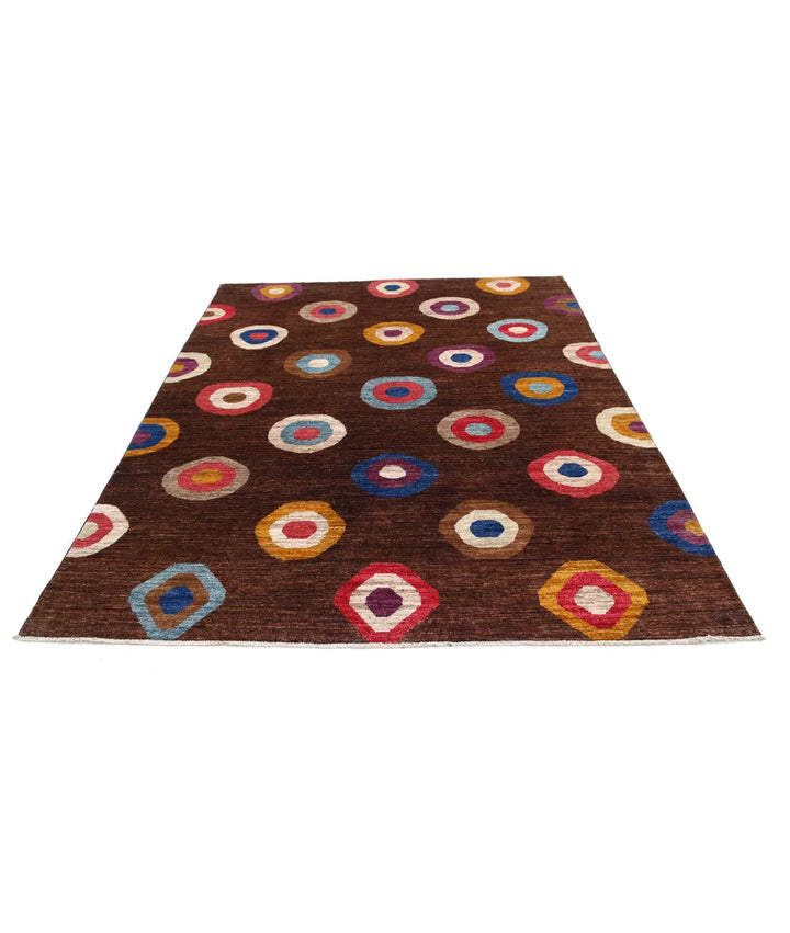 Afghan Modcar Rug 6' 4" x 8' 3" Hand-Knotted | No. AT38893
