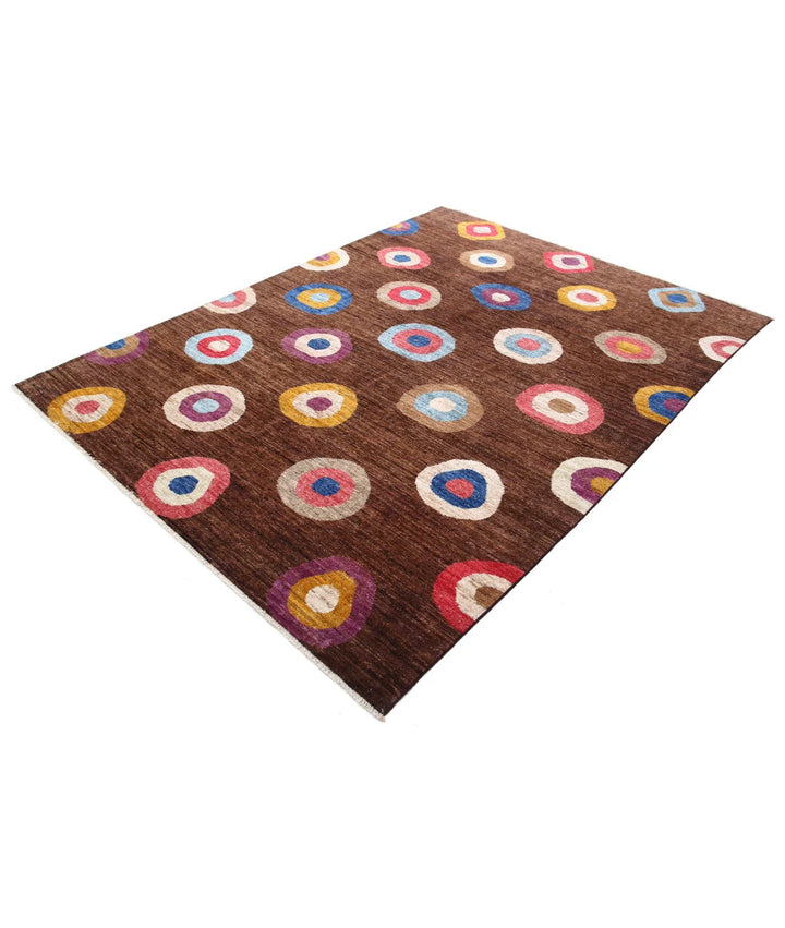 Afghan Modcar Rug 6' 4" x 8' 3" Hand-Knotted | No. AT38893