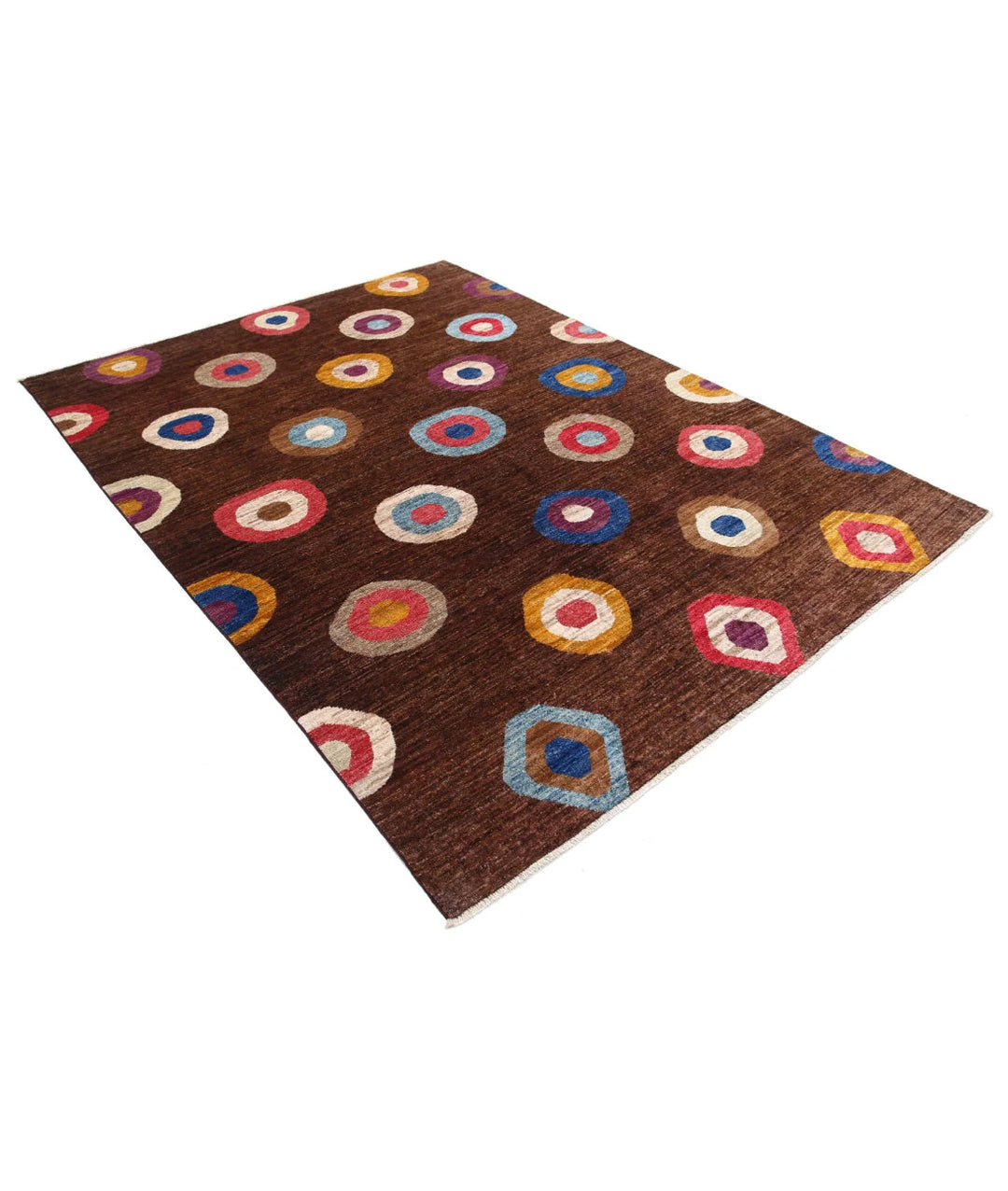 Afghan Modcar Rug 6' 4" x 8' 3" Hand-Knotted | No. AT38893