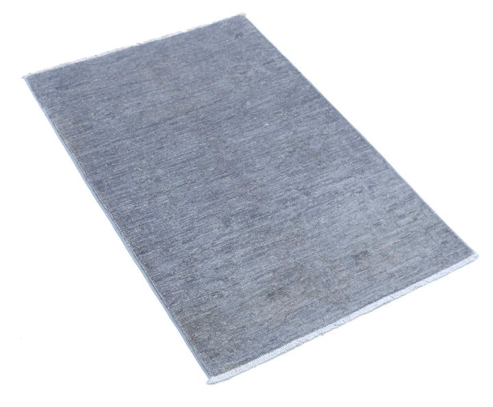 Grey Afghan Overdye Rug 2' 0" x 3' 1" Hand-Knotted | No. AT39000