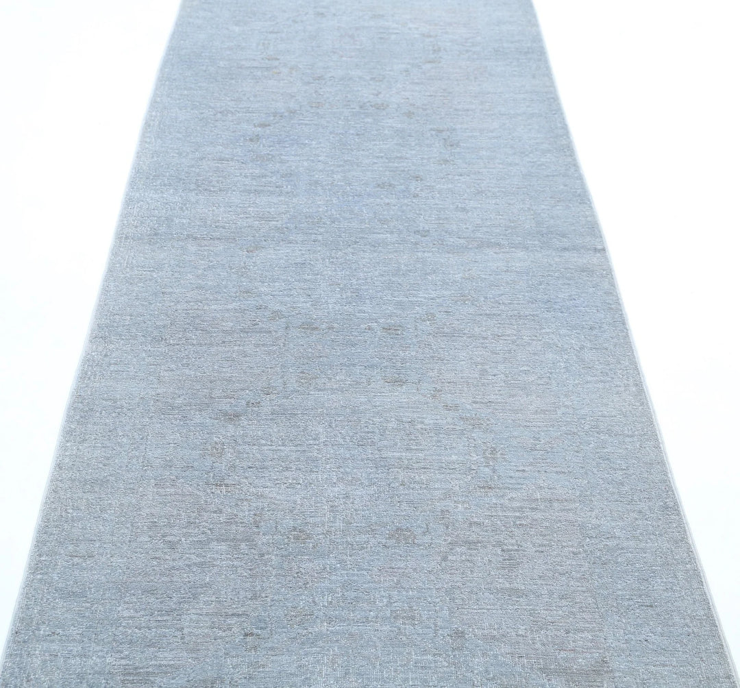 Grey Afghan Overdye Rug 3' 0" x 9' 2" Hand-Knotted | No. AT39121