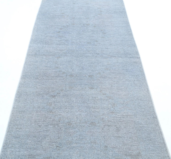 Grey Afghan Overdye Rug 3' 0" x 9' 2" Hand-Knotted | No. AT39121