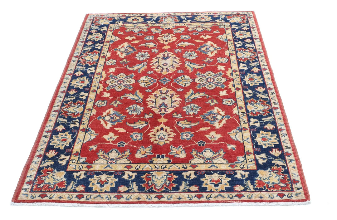 Afghan Ziegler Rug 4' 1" x 5' 8" Hand-Knotted | No. AT39166