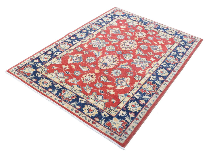 Afghan Ziegler Rug 4' 1" x 5' 8" Hand-Knotted | No. AT39166