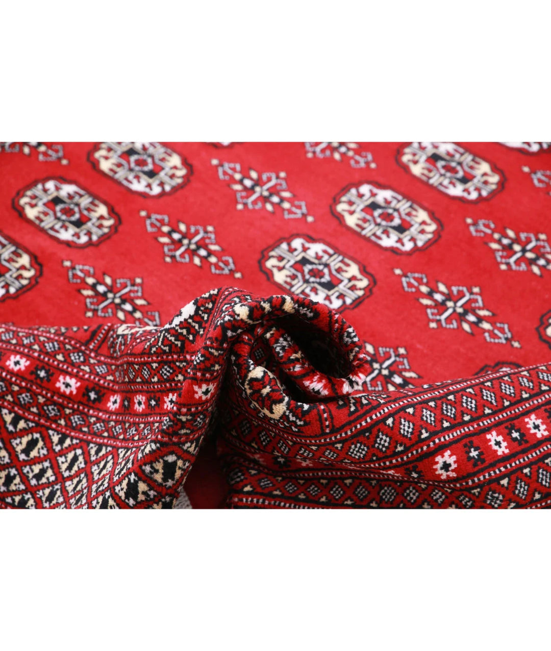 Red Pakistani Bokhara Rug 8' 2" x 10' 0" Hand-Knotted | No. AT39208