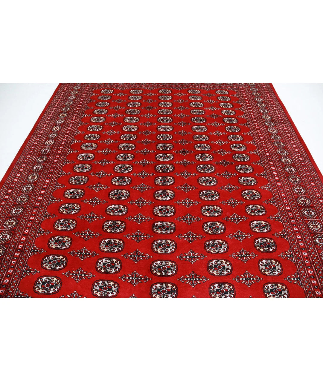 Red Pakistani Bokhara Rug 8' 2" x 10' 0" Hand-Knotted | No. AT39208