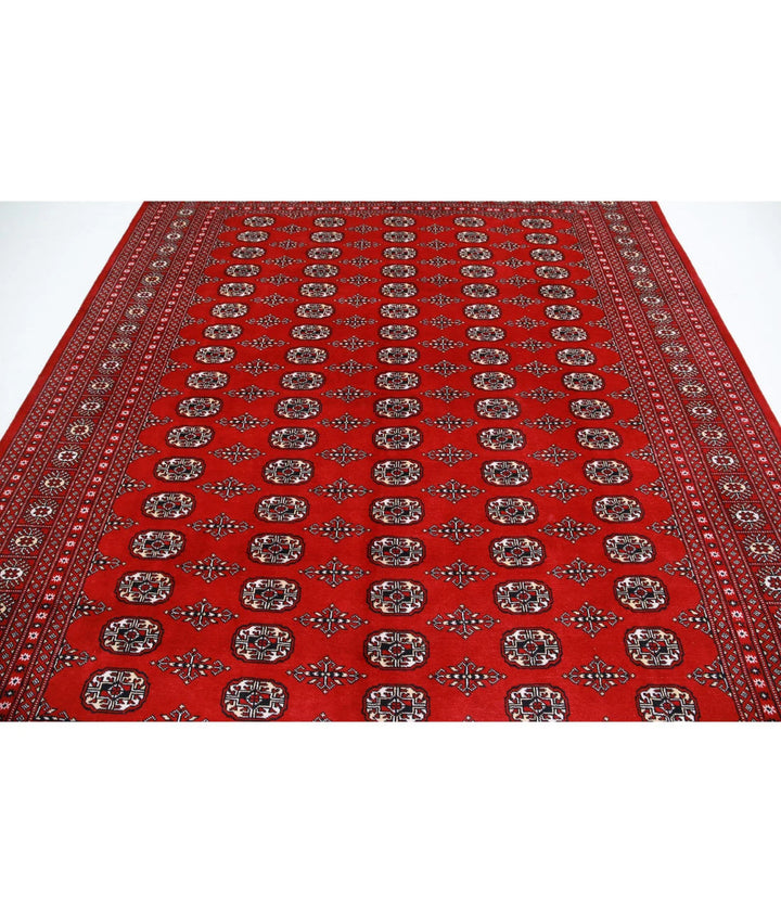 Red Pakistani Bokhara Rug 8' 2" x 10' 0" Hand-Knotted | No. AT39208