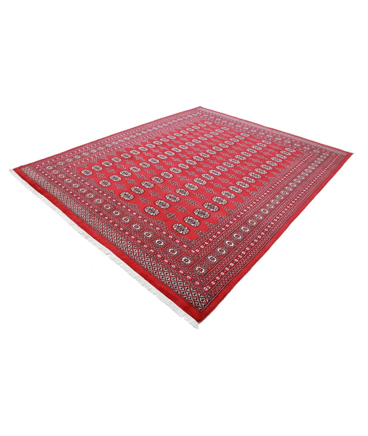 Red Pakistani Bokhara Rug 8' 2" x 10' 0" Hand-Knotted | No. AT39208
