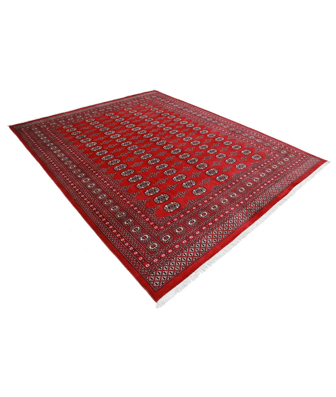 Red Pakistani Bokhara Rug 8' 2" x 10' 0" Hand-Knotted | No. AT39208