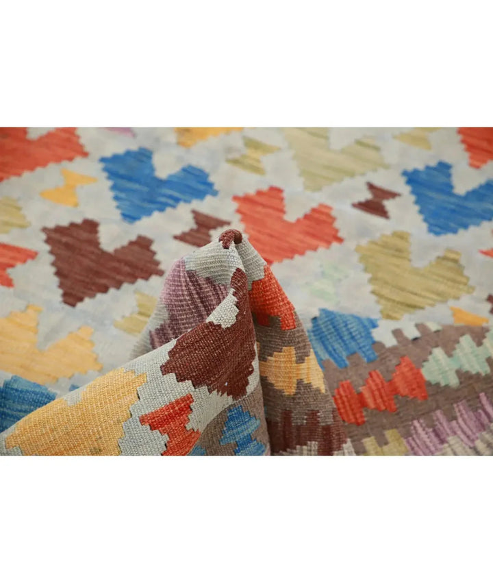 Afghan Maimana Kilim Rug 4' 8" x 6' 7" Hand-Woven | No. AT39257