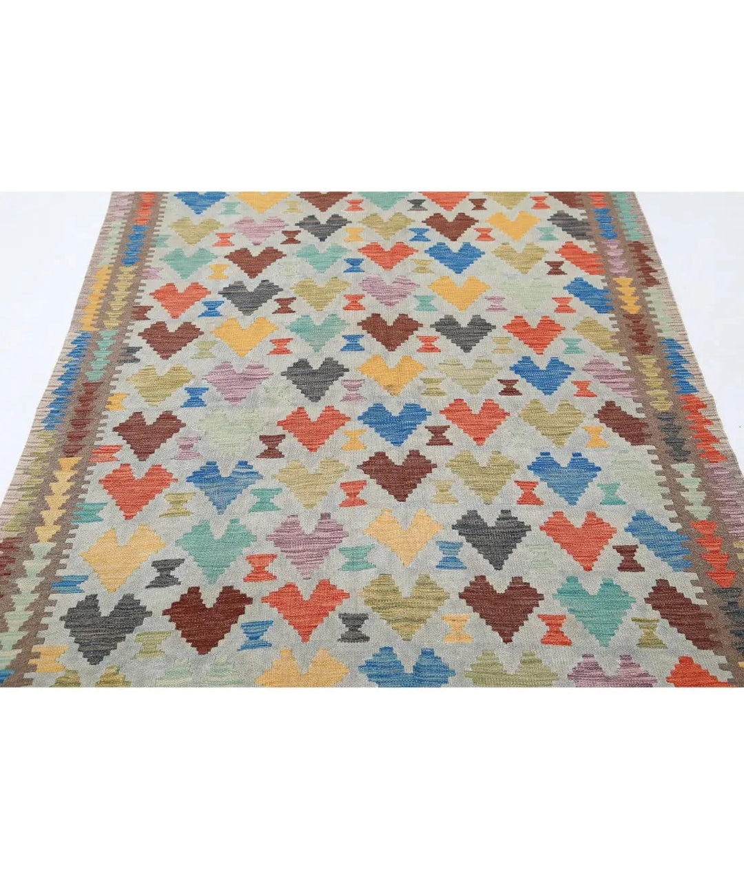 Afghan Maimana Kilim Rug 4' 8" x 6' 7" Hand-Woven | No. AT39257