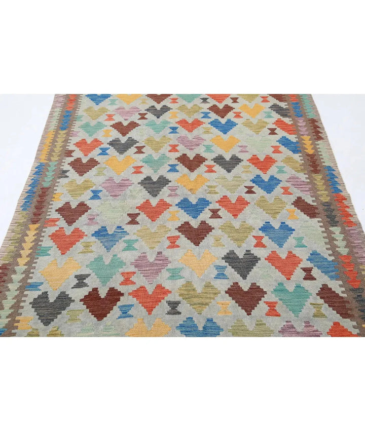 Afghan Maimana Kilim Rug 4' 8" x 6' 7" Hand-Woven | No. AT39257