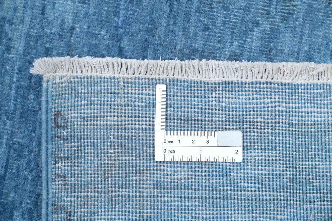 Blue Afghan Overdye Rug 6' 0" x 8' 5" Hand-Knotted | No. AT39314