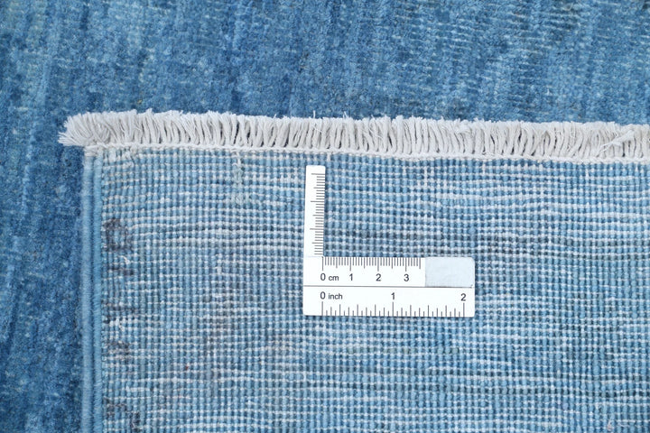 Blue Afghan Overdye Rug 6' 0" x 8' 5" Hand-Knotted | No. AT39314