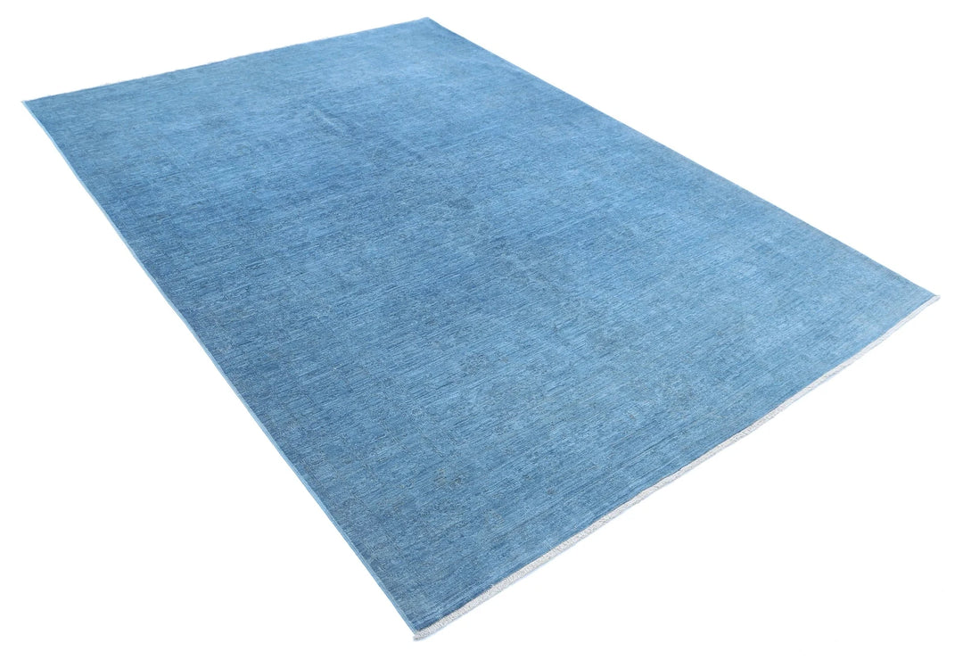 Blue Afghan Overdye Rug 6' 0" x 8' 5" Hand-Knotted | No. AT39314