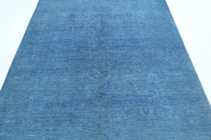 Blue Afghan Overdye Rug 6' 0" x 8' 5" Hand-Knotted | No. AT39314