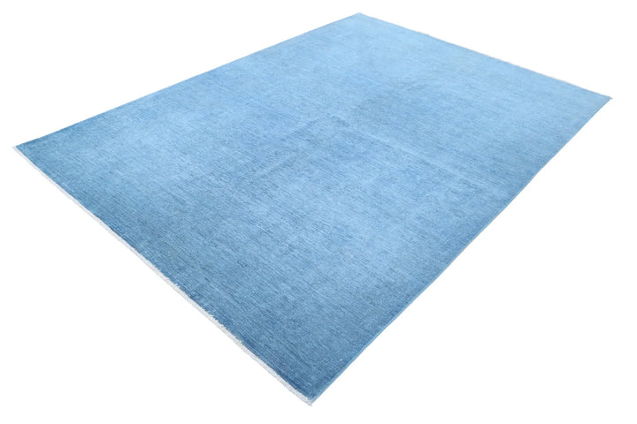 Blue Afghan Overdye Rug 6' 0" x 8' 5" Hand-Knotted | No. AT39314