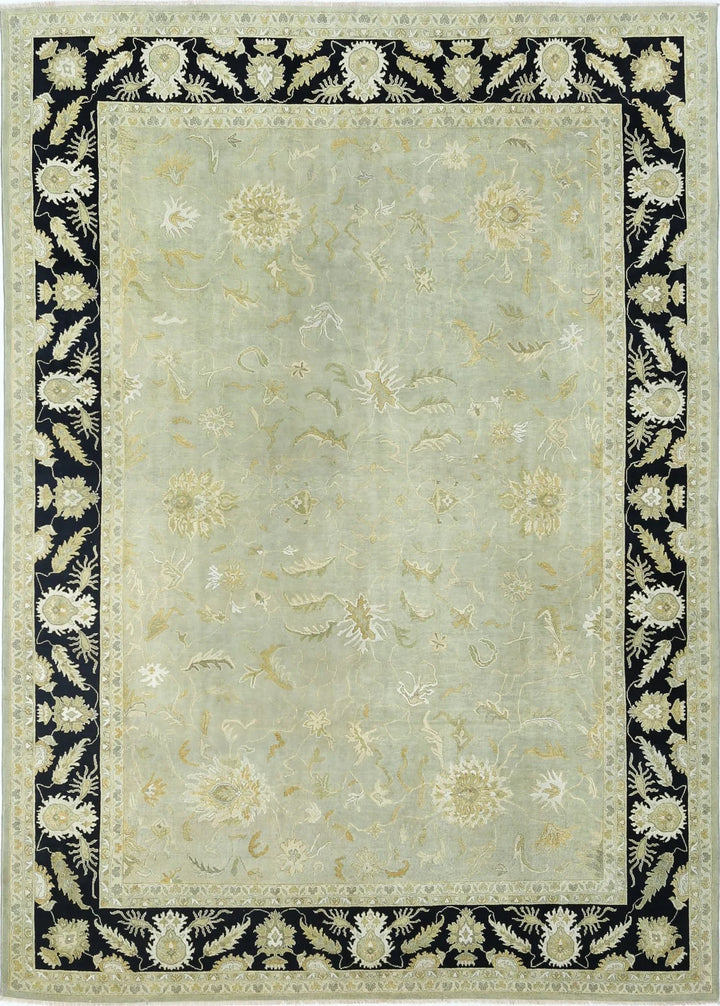 Green Indian Ziegler Rug 9' 10" x 13' 7" Hand-Knotted | No. AT39477