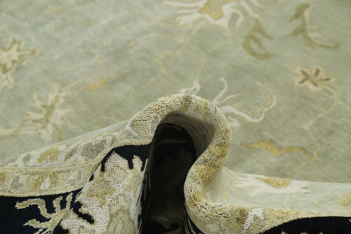 Green Indian Ziegler Rug 9' 10" x 13' 7" Hand-Knotted | No. AT39477