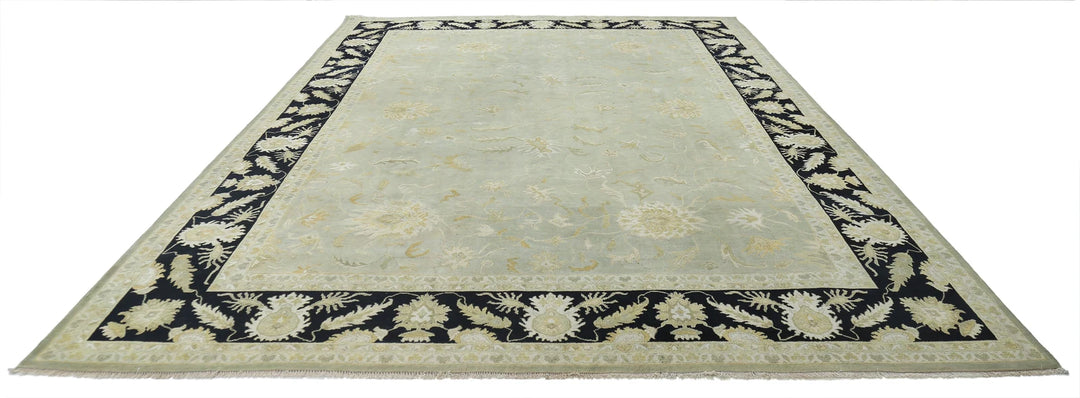 Green Indian Ziegler Rug 9' 10" x 13' 7" Hand-Knotted | No. AT39477