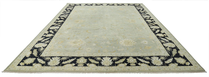 Green Indian Ziegler Rug 9' 10" x 13' 7" Hand-Knotted | No. AT39477